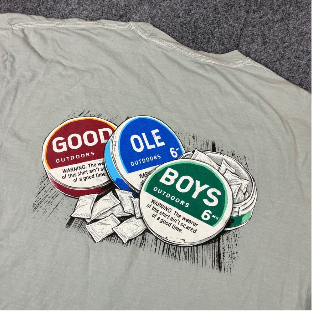 Comfort Colors Good Ole Boys Outdoors T-Shirt Mens 2XL Green Graphic Tobacco Tin